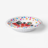 Verjaardag Dinosaur race auto jongen rood racing k Papieren Kommen (Gebogen)