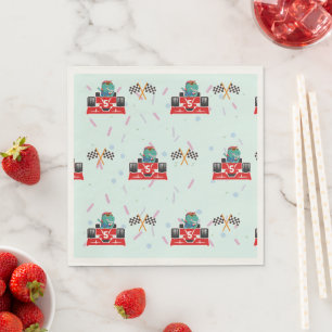 Verjaardag Dinosaur race auto rood racing boy kind Servet