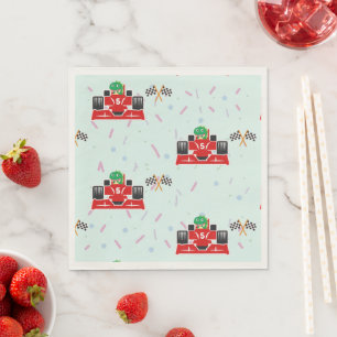 Verjaardag Dinosaur race auto rood racing boy kind Servet