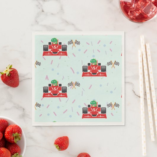 Verjaardag Dinosaur race auto rood racing boy kind Servet (Insitu)