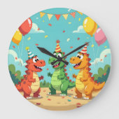 Verjaardag dinosauriërs thema grote klok (Voorkant)