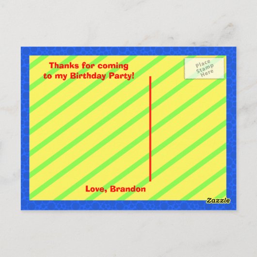 Verjaardag Dinosaurus Bedankt Briefkaart (Achterkant)