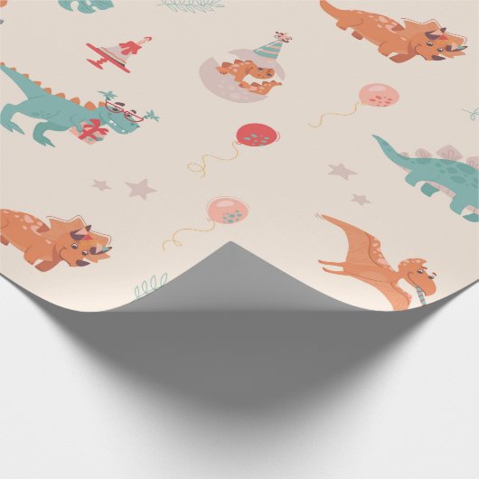 Verjaardag Dinosaurus! Cadeaupapier (Hoek)