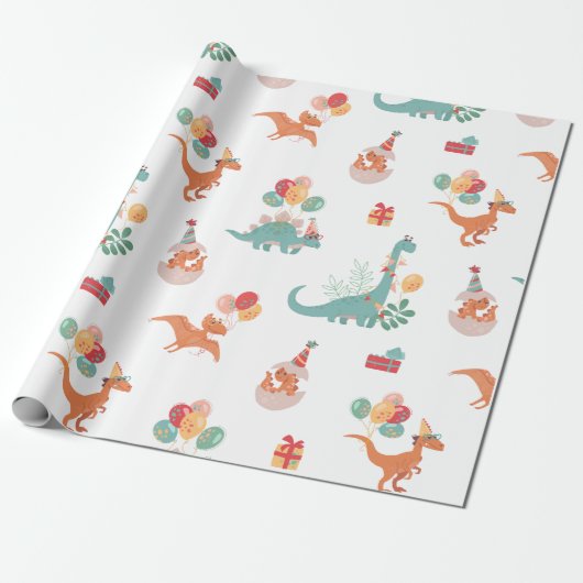 Verjaardag Dinosaurus! Cadeaupapier (Uitgerold)
