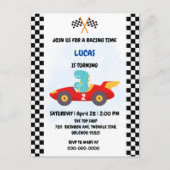 Verjaardag Dinosaurus race auto jongen rood racen  Briefkaart (Voorkant)