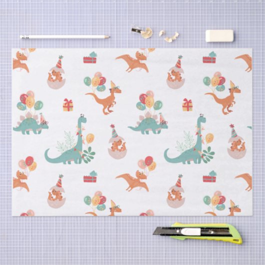 Verjaardag Dinosaurus! Tissuepapier (Craft)