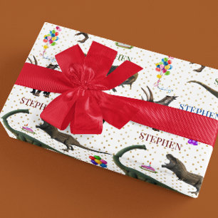 Verjaardag dinosaurus Tyrannosaurus persoonlijke n Cadeaupapier