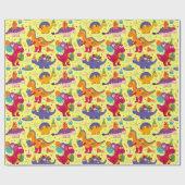 Verjaardag Dinosaurussen Wrapping Papier (Vlak)