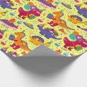 Verjaardag Dinosaurussen Wrapping Papier (Hoek)