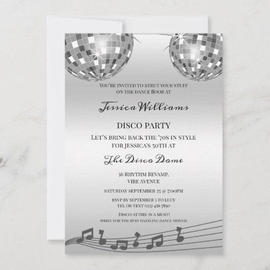 Verjaardag Disco Ball 70's Disco Kaart (Achterkant)