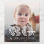 Verjaardag "Dit Kind" moderne foto-overlay Wijn Etiket (Enkel label)