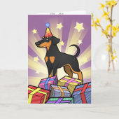 Verjaardag Doberman Pinscher (floppy ears) Kaart (Gele Bloem)