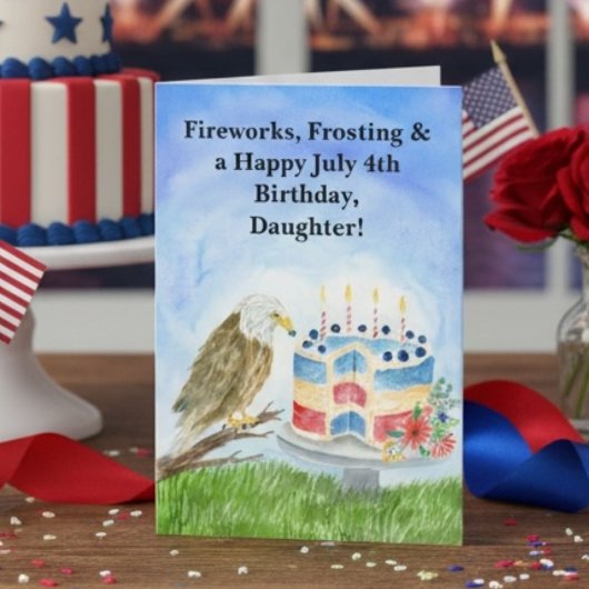Verjaardag dochter 4 juli Amerikaanse zeearend & t Kaart