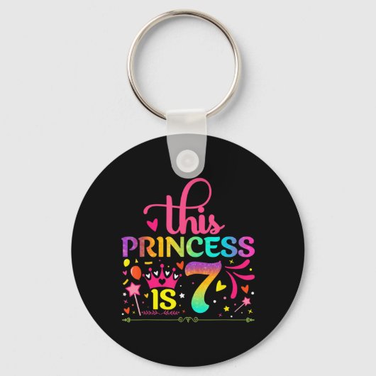 Verjaardag dochter 7 jaar oud prinses meisje 7e sleutelhanger (Voorkant)