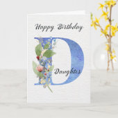 Verjaardag dochter bloemig monogram letter D Kaart (Gele Bloem)