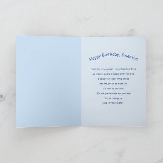 Verjaardag, dochter, onze kleine engel, blonde eng kaart (Binnen)