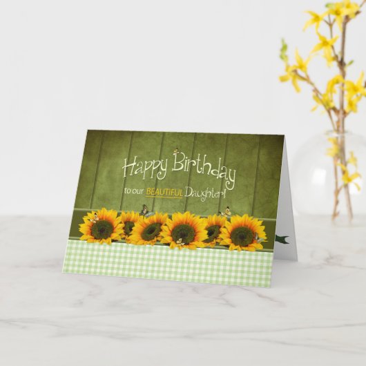 Verjaardag - Dochter - Zonnebloemen en vlinders Kaart (Gele Bloem)