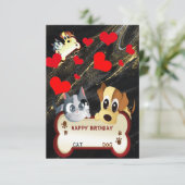 Verjaardag Dog&cat Dierlijke Kaart (Staand voorkant)