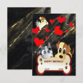 Verjaardag Dog&cat Dierlijke Kaart (Voorkant / Achterkant)
