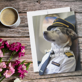 Verjaardag Dog Pilot & Airplane Cool Funny Aviatio Kaart
