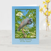 Verjaardag, dominee, driekleurige reiger in een bo kaart (Gele Bloem)