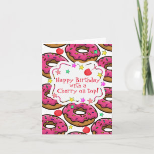 Verjaardag Donuts Strooisel Kers erop Kaart