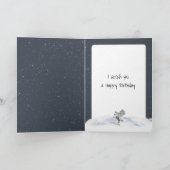 Verjaardag downhill skiër bij maanlicht feestdagen kaart (Binnen)