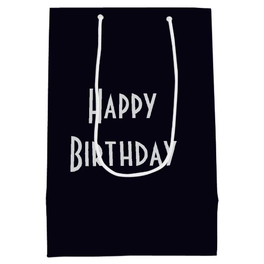 Verjaardag downhill skiër in het maanlicht medium cadeauzakje (Achterkant)