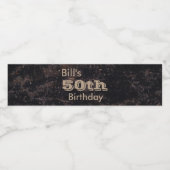 Verjaardag Draaien 50 Zwart en Bruin Waterfles Etiket (Enkel label)