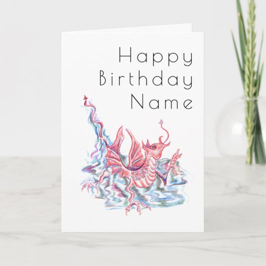 Verjaardag Dragon Deco Kaart (Voorkant)