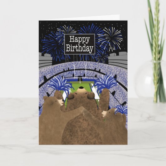 Verjaardag Drie beren juichen in het voetbalstadio Kaart (Voorkant)