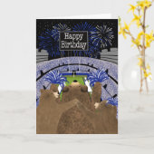 Verjaardag Drie beren juichen in het voetbalstadio Kaart (Gele Bloem)