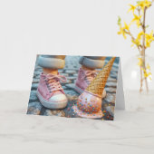 Verjaardag Dropped Ice Cream Cone door Sneakers Kaart (Gele Bloem)