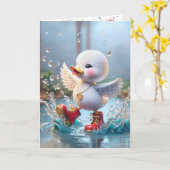 Verjaardag Duck dansen in een regenplas Kaart (Gele Bloem)