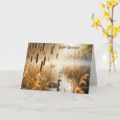 Verjaardag Duck in Misty Pond Kaart (Gele Bloem)