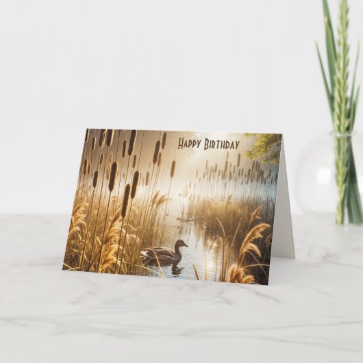 Verjaardag Duck in Misty Pond Kaart (Voorkant)
