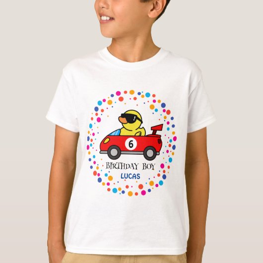 Verjaardag DUCK race auto boy rood racing kind naa T-shirt (Voorkant)