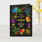 Verjaardag, DUDE, Abstracte Galaxy, Leuk, Kleurrij Kaart (Gele Bloem)