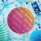 Verjaardag (duel kleur roze) papieren bordje (Feest)