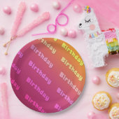 Verjaardag (duel kleur roze) papieren bordje (Feest)