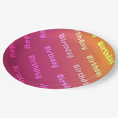 Verjaardag (duel kleur roze) papieren bordje (Gekanteld)