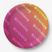 Verjaardag (duel kleur roze) papieren bordje (Voorkant)