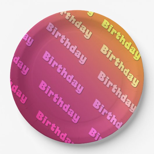Verjaardag (duel kleur roze) papieren bordje (Voorkant)