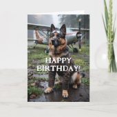 Verjaardag Duitse Herder Hond Piloot Vliegtuig Gra Kaart (Voorkant)
