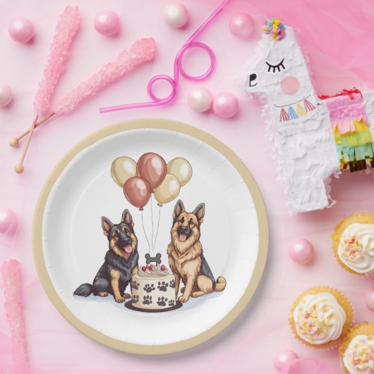 Verjaardag Duitse Herdershonden Verjaardagstaart Papieren Bordje (Feest)