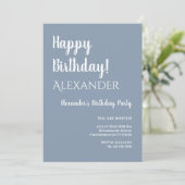 Verjaardag Dusty Blue Happy Birthday Kaart (Staand voorkant)