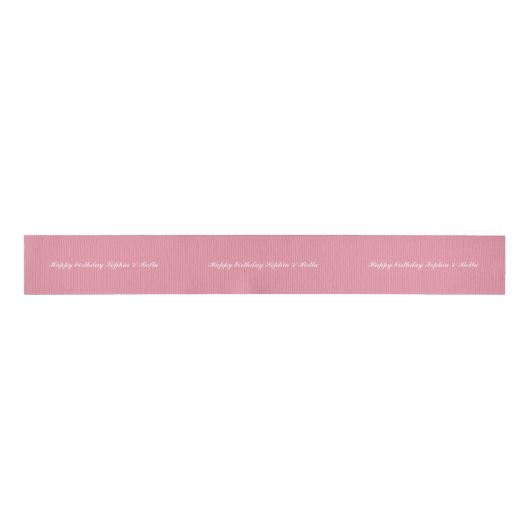 Verjaardag Dusty Pink Ribbon Girls Twins Verjaarda Grosgrain Lint (Voorkant)