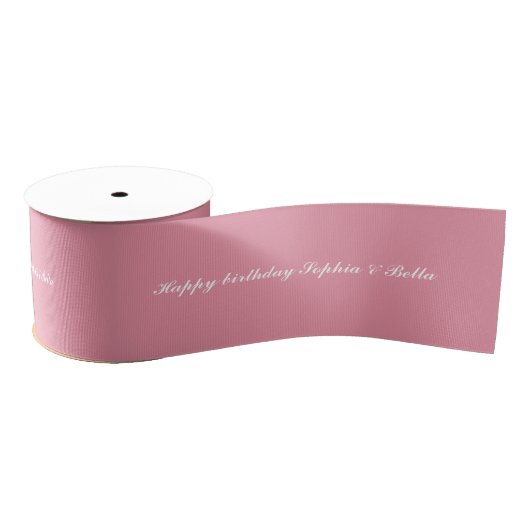 Verjaardag Dusty Pink Ribbon Girls Twins Verjaarda Grosgrain Lint (Spoel)