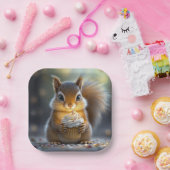 Verjaardag eekhoorn met cupcake papieren bordje (Feest)