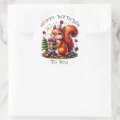 Verjaardag Eekhoorn Schattigee Cartoon Ronde Sticker (Tas)